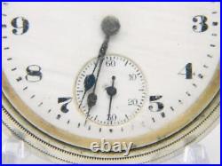 Antique Elgin Open Face Mechanical Silver Tone Case Pocket Watch FOR PARTS