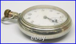 Antique Elgin Open Face Mechanical Silver Tone Case Pocket Watch FOR PARTS