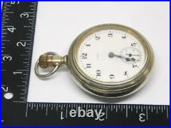 Antique Elgin Open Face Mechanical Silver Tone Case Pocket Watch FOR PARTS