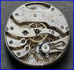 Antique H. J. Howe 12s Pocket Watch Movement Parts/Repair Hands High Grade Swiss