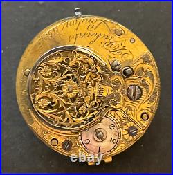 Antique J Richards London Verge Pocket Watch Movement Parts/Repair 38mm English