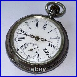 Antique Mechanical Pocket Watch German Parts or Restoration Tick When Wound