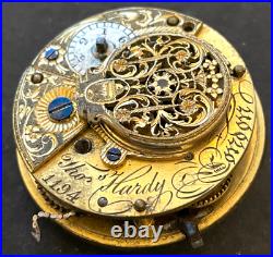 Antique Thomas Hardy London Verge Pocket Watch Movement Parts/Repair 43mm Tho