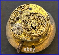Antique Thomas Moore London Verge Pocket Watch Movement Parts/Repair 46.2mm Geo