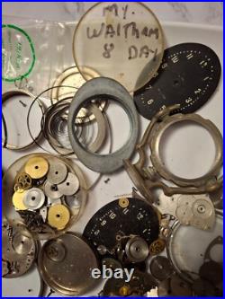 Antique Waltham 8 day Watch Parts. One 5 Pound Box
