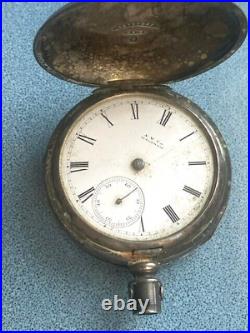 Antique Waltham Bartlett Coin Silver Pocket Watch For Parts Or Repair
