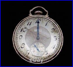 Art Deco 14K White Gold Filled Elgin Pocket Watch Open Face Parts Repair 26668