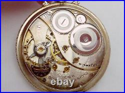 Art Deco 14K White Gold Filled Elgin Pocket Watch Open Face Parts Repair 26668