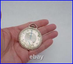 Art Deco 14K White Gold Filled Elgin Pocket Watch Open Face Parts Repair 26668