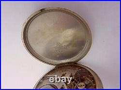 Art Deco 14K White Gold Filled Elgin Pocket Watch Open Face Parts Repair 26668