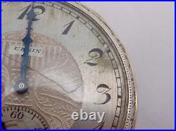 Art Deco 14K White Gold Filled Elgin Pocket Watch Open Face Parts Repair 26668