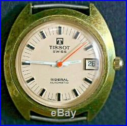 As-Is For Parts Tissot Swiss Sideral Automatic Wrist Watch with Orange Second Hand