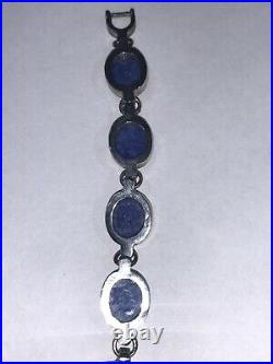 BADAVICI Solid. 925 Sterling Silver Ladies Lapis Stone Dress Watch Quartz