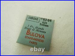 BULOVA watch parts 1 PAIR HANDS #63-64 10BOAC G21 TRITIUM NOS