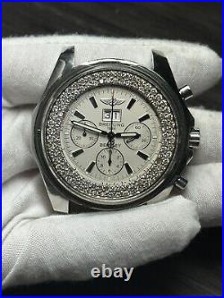 Breitling Bentley Stainless Steel Men's Watch Aftermarket Diamond For Parts
