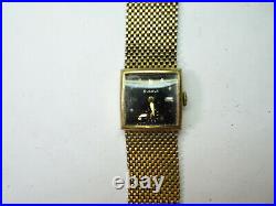 Bulova 10ae 15 Jewel Stone Accent Black Dial Watch For Repair Or Parts Gf Band