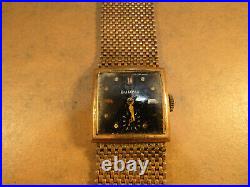 Bulova 10ae 15 Jewel Stone Accent Black Dial Watch For Repair Or Parts Gf Band