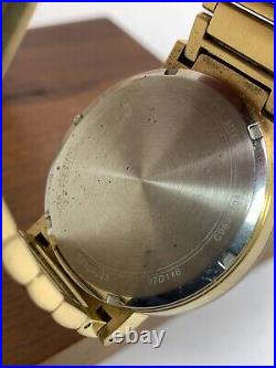Bulova Men's Watch 97D116 Diamond Accent Black Dial Gold Quartz FOR REPAIR PARTS