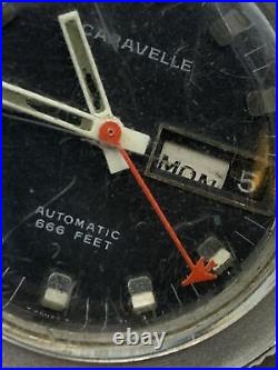 Caravelle Automatic 666 Feet Watch Red Jet Second Hand M9 Parts Restoration Dive