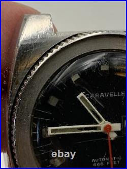 Caravelle Automatic 666 Feet Watch Red Jet Second Hand M9 Parts Restoration Dive