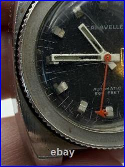 Caravelle Automatic 666 Feet Watch Red Jet Second Hand M9 Parts Restoration Dive