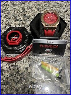 Casio G Shock GA2100 Casioak custom Rose Gold/Red. OG Parts Included + Tools