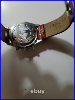 Chronograph stainless STEEL watch leather & steel band read broken hands parts