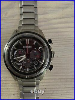 Citizen Eco-Drive Men's CA4240-82E Titanium Watch Black Dial & Red FOR PARTS