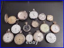 Collection of pocket watches, Roosevelt, Waltham, Hamilton Westclox &GF #2 Parts