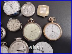 Collection of pocket watches, Roosevelt, Waltham, Hamilton Westclox &GF #2 Parts