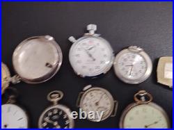 Collection of pocket watches, Roosevelt, Waltham, Hamilton Westclox &GF #2 Parts