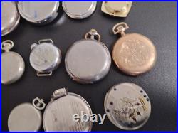 Collection of pocket watches, Roosevelt, Waltham, Hamilton Westclox &GF #2 Parts