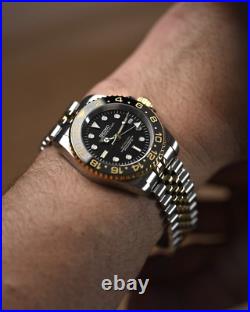 Custom GMT Two-Tone Black Mod Watch Jubilee High-Quality Parts by SillVento
