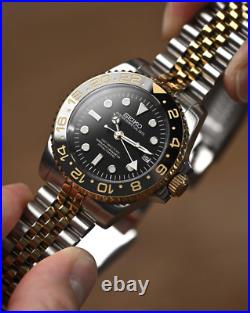 Custom GMT Two-Tone Black Mod Watch Jubilee High-Quality Parts by SillVento