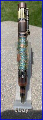 Custom Hand Made Steampunk Bolt Action Watch Parts Blue Sparkle Background
