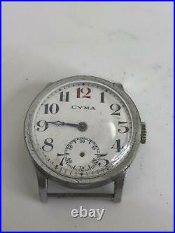 Cyma Watch Old Military Mechanical Hand Watch As-is Dosen't Work Fro Parts