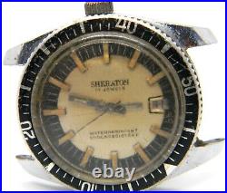 EJ186 mens Vintage Sheraton Diver Style Manual Wind 17J Movement Watch parts lot