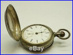 ELGIN 1885 Model 1 18s 7j Hand Engraved Full Hunter Pocket Watch Parts Or Repair