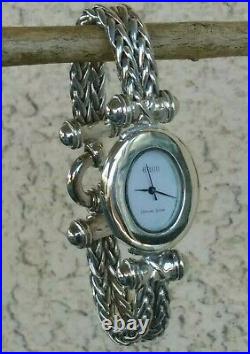 Ecclissi Solid Sterling Silver Wheat Bracelet Watch Swiss Parts Mov. 7 / 65 g