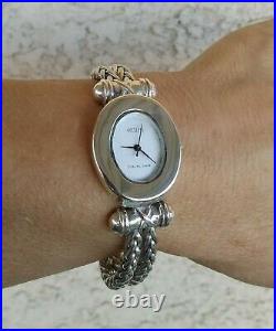 Ecclissi Solid Sterling Silver Wheat Bracelet Watch Swiss Parts Mov. 7 / 65 g