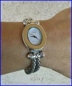 Ecclissi Solid Sterling Silver Wheat Bracelet Watch Swiss Parts Mov. 7 / 65 g