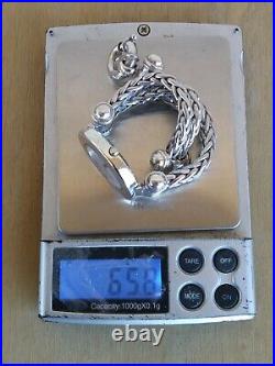 Ecclissi Solid Sterling Silver Wheat Bracelet Watch Swiss Parts Mov. 7 / 65 g