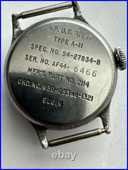 Elgin A-11 WW2 Watch For Parts or Repair Spec No 94-27834-B