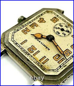 Engraved Square Art Deco Hamilton Wrist Watch Orig. Lume Dial & Hands FOR PARTS
