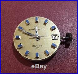 Eterna Kontiki 20 Watch Movement, Dial, Hands And Stem. Blue Markers. 4Parts