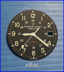 Eterna matic airforce type A parts dial+hands automatic eta 2824-2, black