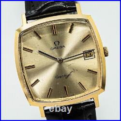 For Parts Vintage OMEGA Geneve Cal. 1030 Hand Winding Gold Dial Date 32mm Men's