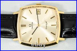 For Parts Vintage OMEGA Geneve Cal. 1030 Hand Winding Gold Dial Date 32mm Men's
