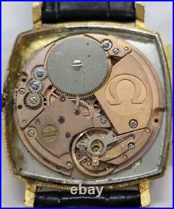 For Parts Vintage OMEGA Geneve Cal. 1030 Hand Winding Gold Dial Date 32mm Men's