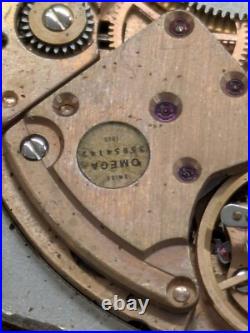 For Parts Vintage OMEGA Geneve Cal. 1030 Hand Winding Gold Dial Date 32mm Men's